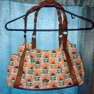 EUC( 16 X 7.5 ) RELIC Vintage Floral Braided Handle Bag